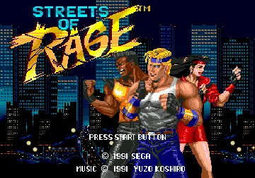 Bare Knuckle - Ikari no Tetsuken ~ Streets of Rage (World) (Rev A) screen shot title